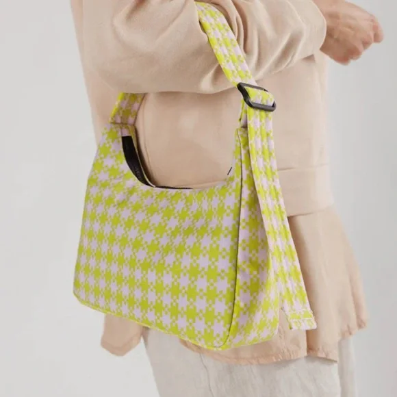 NWT BAGGU PINK PISTACHIO PIXE GINGHAM Mini Nylon Shoulder Bag - Picture 2 of 4